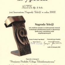 Nagroda Tele@ w kategorii „Przyjazny Produkt/Usługa Teleinformatyczna”, 2002