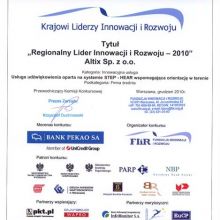 Tytuł „Regionalny Lider Innowacji i Rozwoju – 2010”