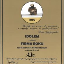 Wyróżnienie Idol w kategorii „Firma Roku”