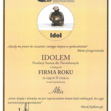 IDOL II miejsce w kategorii „Firma Roku”