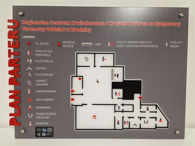 Dotykowy plan informacyjny oddziału terenowego bydgoskiego RCK w Brodnicy Dotykowy plan informacyjny oddziału terenowego bydgoskiego RCK w Brodnicy