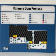 Tyflograficzny plan informacyjny ze znacznikami YourWay Beacon i NFC w Dziennym Domu Pomocy w Czechowicach Dziedzicach. 