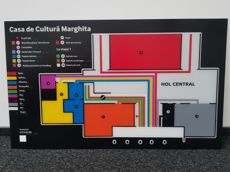 Dotykowy plan  Domu Kultury Marghita (Casa de Cultura Marghita) w Rumunii Dotykowy plan  Domu Kultury Marghita (Casa de Cultura Marghita) w Rumunii