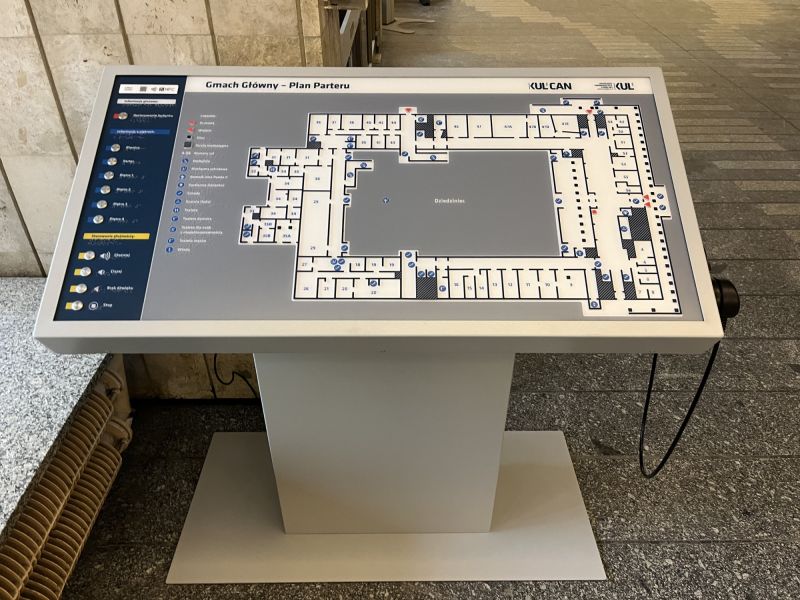 Udźwiękowiony plan parteru gmachu głównego KUL Udźwiękowiony plan parteru gmachu głównego KUL