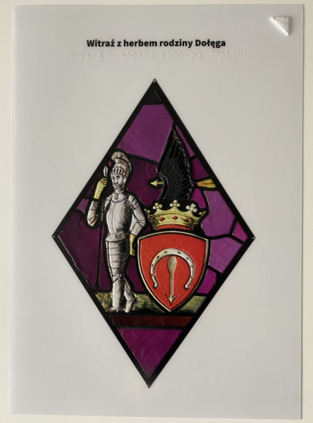 Termoformowana grafika witrażu z herbem rodziny Dołęga Termoformowana grafika witrażu z herbem rodziny Dołęga