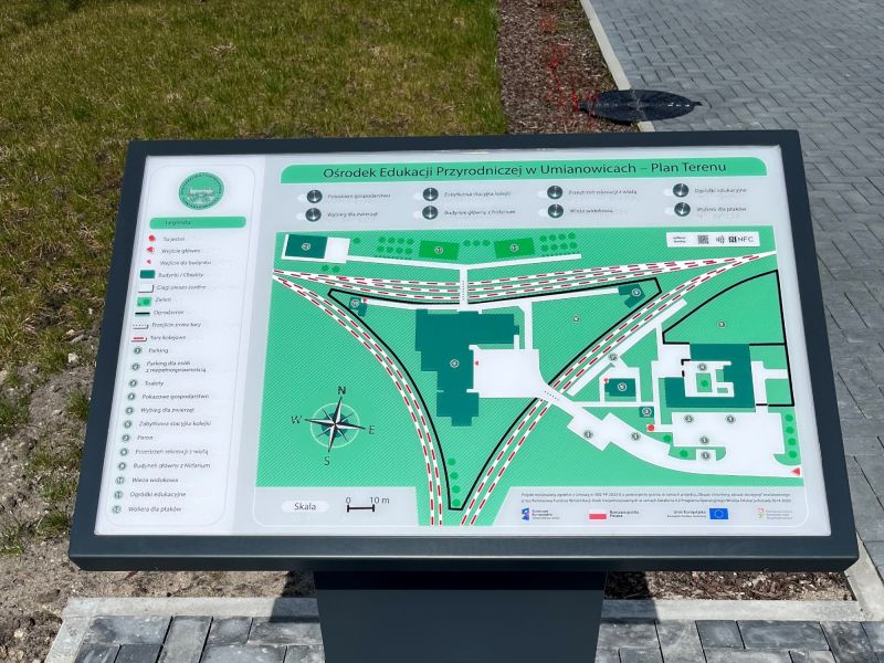 Udźwiękowiony, dotykowy plan informacyjny terenu Ośrodka Edukacji Przyrodniczej w Umianowicach Udźwiękowiony, dotykowy plan informacyjny terenu Ośrodka Edukacji Przyrodniczej w Umianowicach
