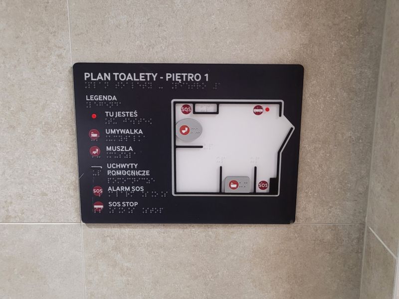 Dotykowy plan informacyjny PMMA z beaconem YourWay Dotykowy plan informacyjny PMMA z beaconem YourWay