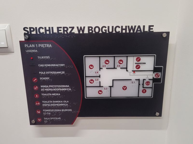Dotykowy plan informacyjny PMMA z beaconem YourWay Dotykowy plan informacyjny PMMA z beaconem YourWay