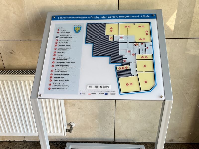 Informacyjny plan tyflograficzny na stojaku. Informacyjny plan tyflograficzny na stojaku.