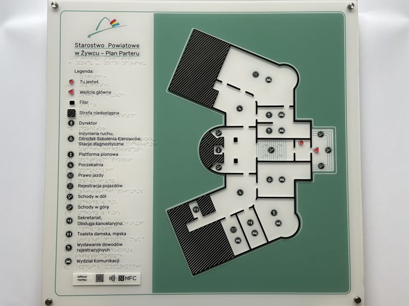 Dotykowy plan informacyjny części drugiej parteru Dotykowy plan informacyjny części drugiej parteru