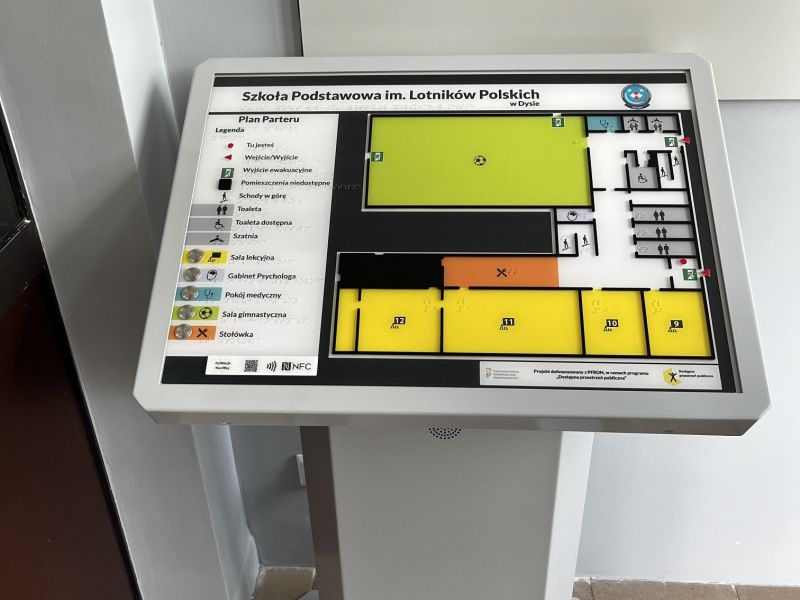Udźwiękowiony, tyflograficzny plan informacyjny na stojaku Udźwiękowiony, tyflograficzny plan informacyjny na stojaku