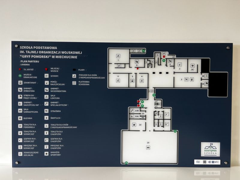 Dotykowy plan informacyjny parteru szkoły w Miechucinie Dotykowy plan informacyjny parteru szkoły w Miechucinie