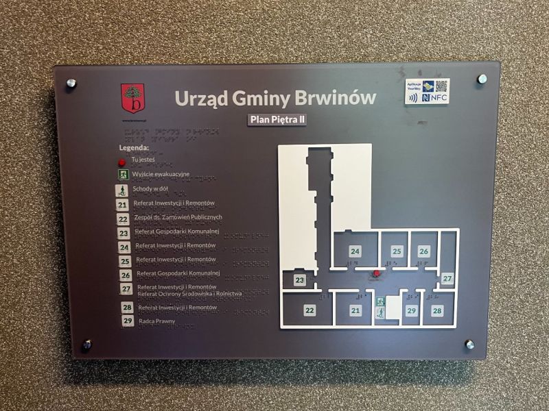 Tyflograficzny plan informacyjny drugiego piętra Tyflograficzny plan informacyjny drugiego piętra