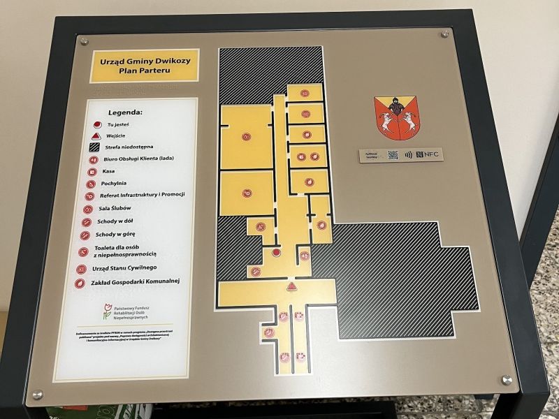 Tyflograficzny plan informacyjny ze znacznikami YourWay Beacon i NFC Tyflograficzny plan informacyjny ze znacznikami YourWay Beacon i NFC