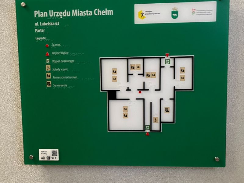 Tyflograficzny plan informacyjny na ścianę Tyflograficzny plan informacyjny na ścianę