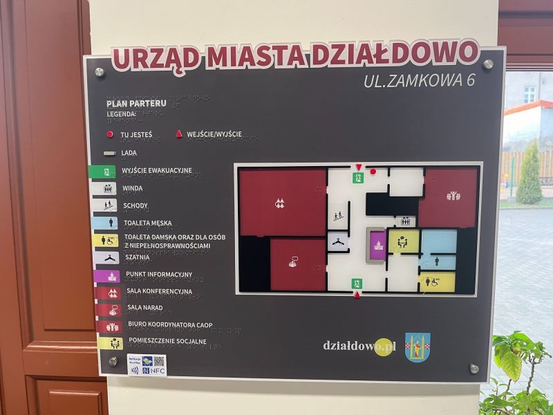 Tyflograficzny plan informacyjny ze znacznikami YourWay Beacon i NFC Tyflograficzny plan informacyjny ze znacznikami YourWay Beacon i NFC