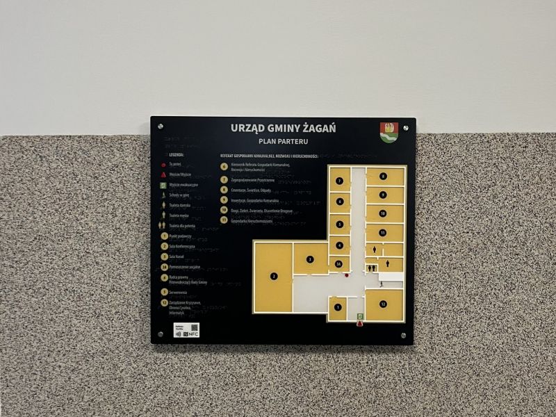 Tyflograficzny  plan informacyjny ze znacznikami YourWay Beacon i NFC Tyflograficzny  plan informacyjny ze znacznikami YourWay Beacon i NFC