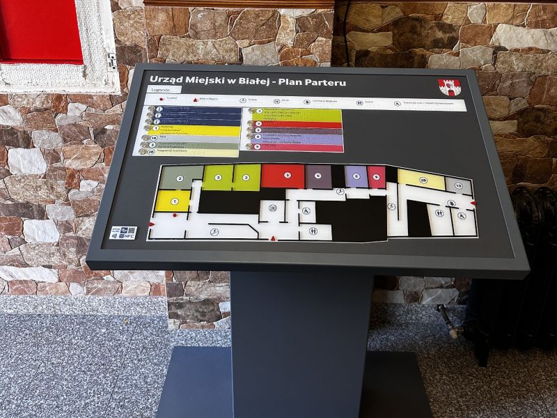 Udźwiękowiony, informacyjny plan tyflograficzny na stojaku Udźwiękowiony, informacyjny plan tyflograficzny na stojaku