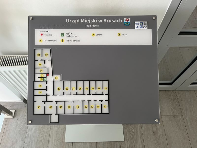 Dotykowy plan informacyjny piętra budynku Urzędu Miejskiego w Brusach Dotykowy plan informacyjny piętra budynku Urzędu Miejskiego w Brusach
