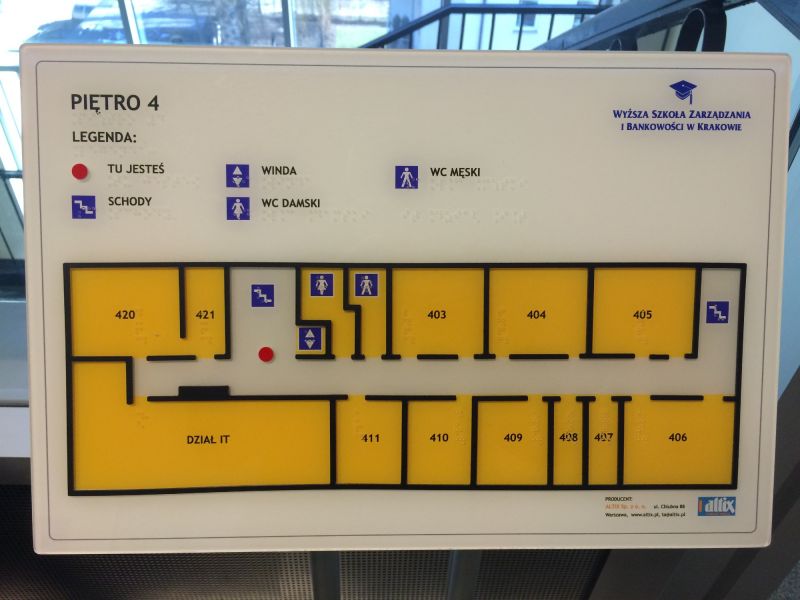 Dotykowy plan informacyjny  czwartego piętra Dotykowy plan informacyjny  czwartego piętra