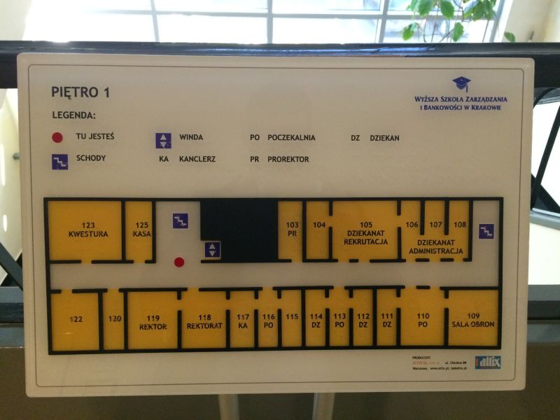 Dotykowy plan informacyjny pierwszego piętra Dotykowy plan informacyjny pierwszego piętra